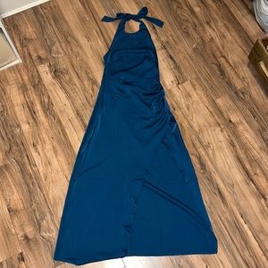 HALF ISLAND (from Amazon) Size XS Satin Blue Wedding Guest Dress